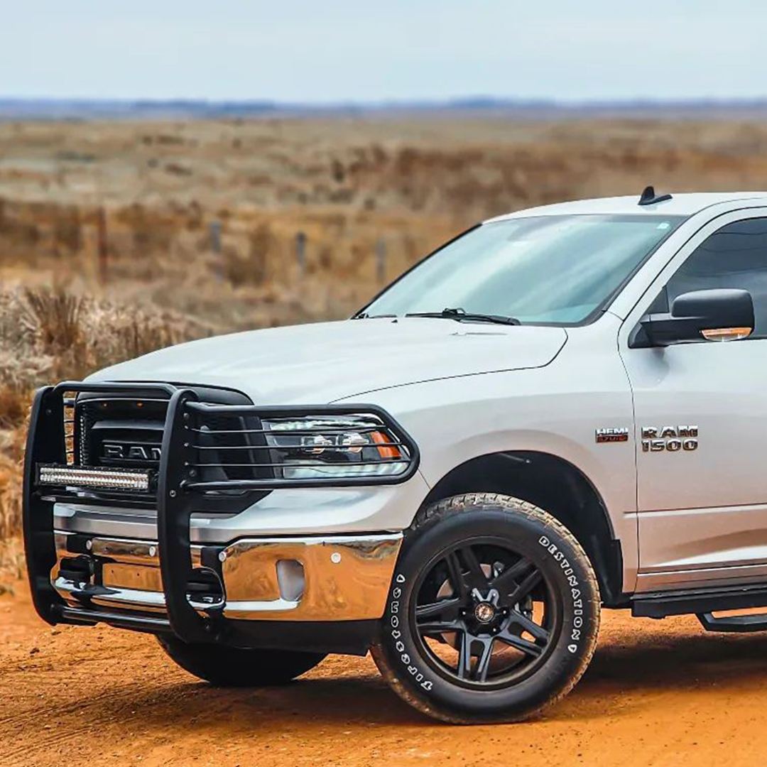 Own the road with confidence! Our Grille Guard adds a touch of toughness to your RAM 1500, making every journey an adventure.